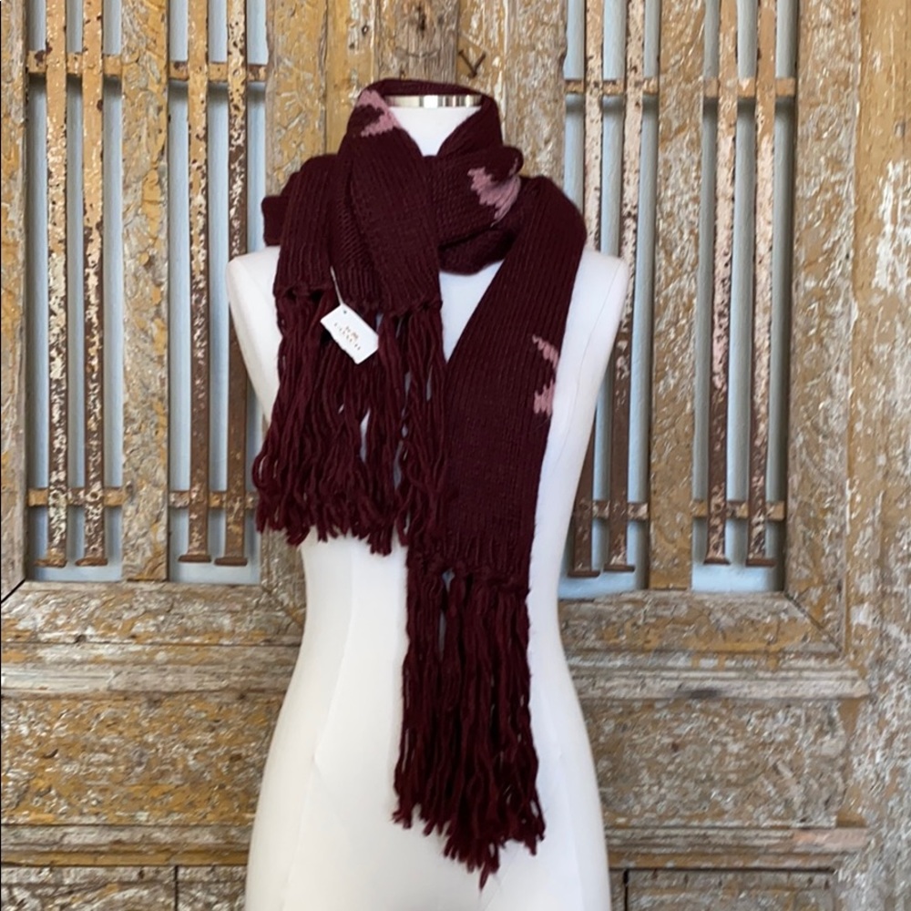 Coach Burgundy Pink 86201 Star Intarsia Scarf - Picture 4 of 7